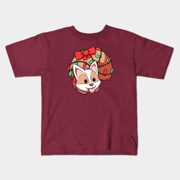 Christmas Corgi Kids T-Shirt by samandfuzzy